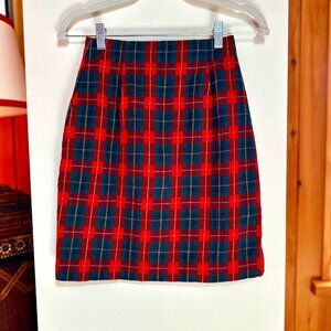 TALBOTS Petite Vintage Green Red and Red Plaid Skirt – 2
